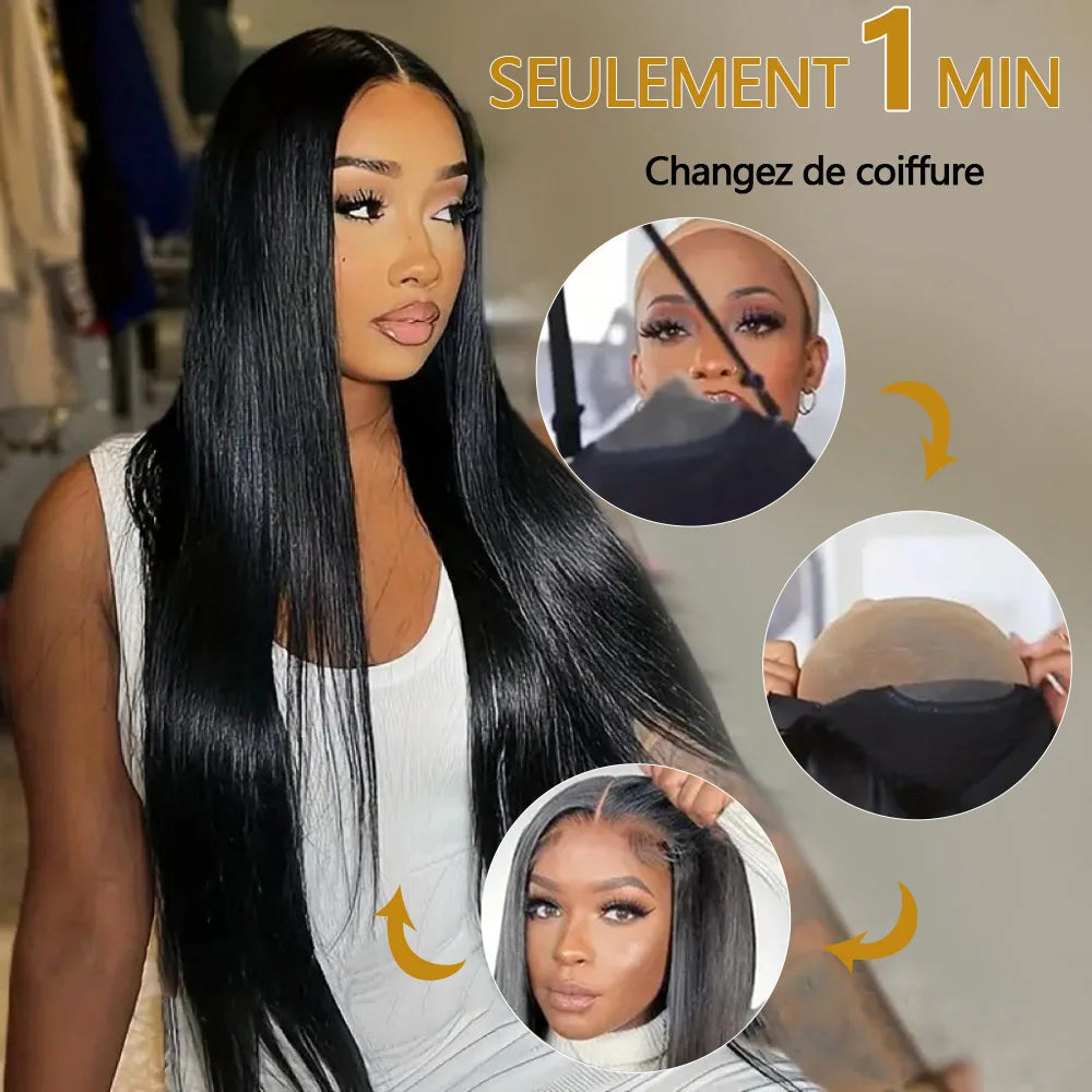 30 inch Glueless Wig Human Hair Ready To Wear 4X4 Brazilian Straight HD Lace Front Human Hair Wig 100% Human Hair Wigs Glueless