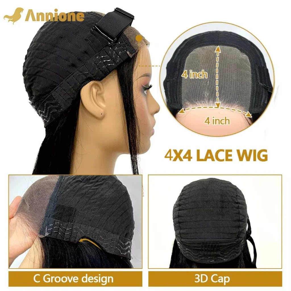 30 inch Glueless Wig Human Hair Ready To Wear 4X4 Brazilian Straight HD Lace Front Human Hair Wig 100% Human Hair Wigs Glueless