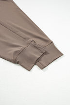 Dark Brown Casual Drawstring Drop Waist Pocketed Joggers