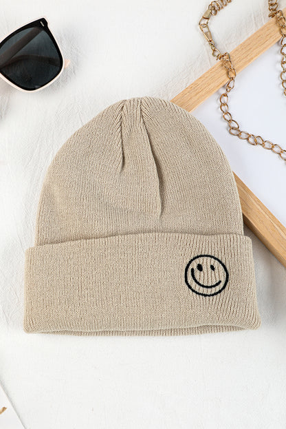 White Smiley Face Eaveless Beanie Hat