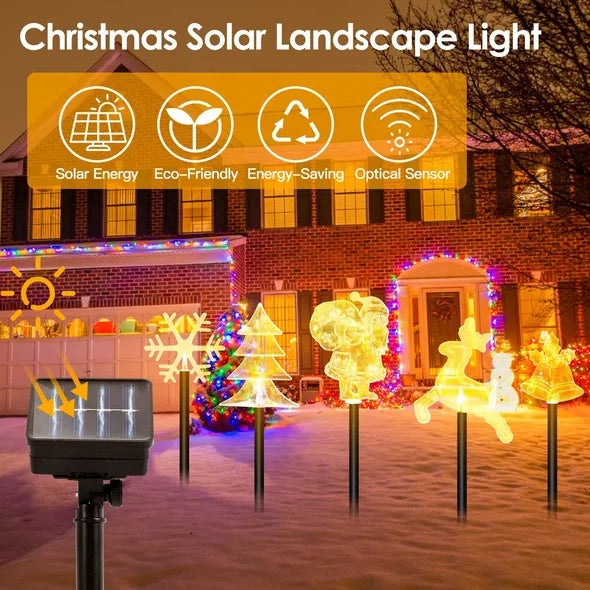 5Pcs Mixed Christmas Decoration Light Solar Stake Light Waterproof Reindeer Snowflake Bell Christmas Tree Santa Claus Light Outdoor Landscape Light By  Eggracks By Global Phoenix