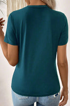 Blue Sapphire Solid Color Round Neck T Shirt