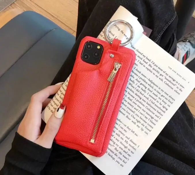 Luxury Zipper PU Leather Wallet Case