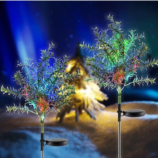 Outdoor Solar Flickering Tree Lights, Multi Color Changing Solar Garden Lights LED Stake Christmas Tree Lights Flower For Garden, Patio, Yard And Decoration