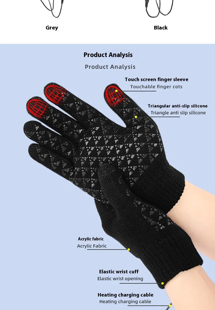 USB Heating Electric Heating Gloves Thermal Thickened Knitting