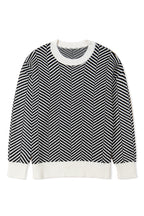 Black Contrast Edge Crew Neck Drop Shoulder Sweater