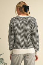 Black Contrast Edge Crew Neck Drop Shoulder Sweater