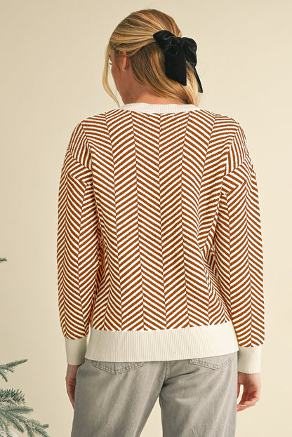 Black Contrast Edge Crew Neck Drop Shoulder Sweater