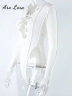 Tie-Up Ribbed Bodysuit: Clubwear Chic