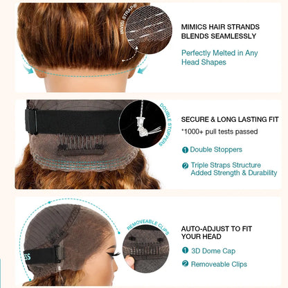 250 Density Invisible Strap Highlight 360 Full Lace Front Wig Pre Plucked 30 Inch Glueless Wig Deep Wave Frontal Wig Human Hair