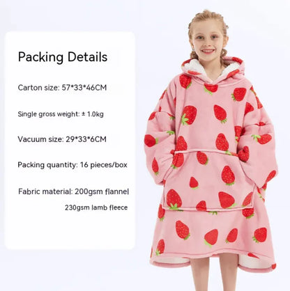 CozyHood™ Flannel Hooded Lazy Blanket – Plus-Size Cashmere Hoodie for Children