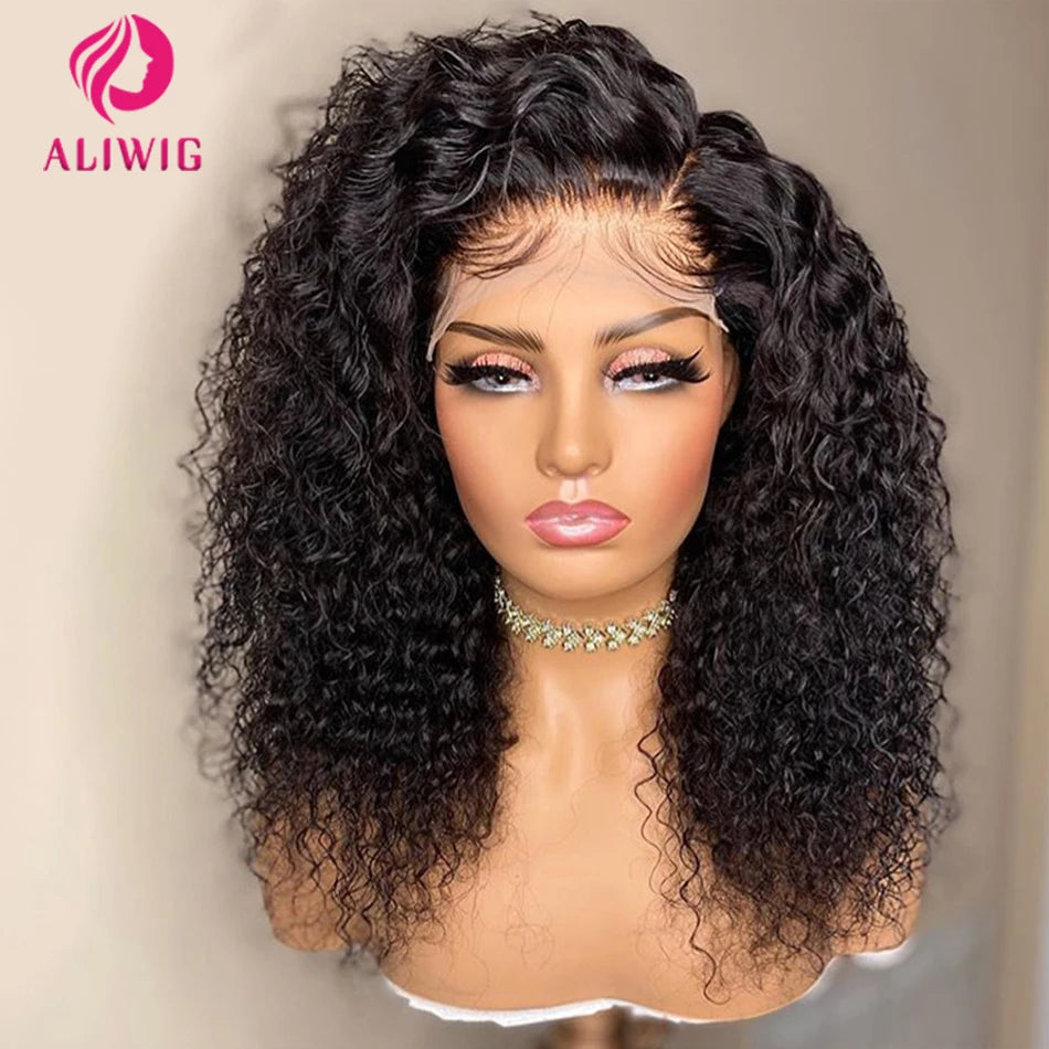 Kinky Curly Human Hair Wigs For Women Deep Wave Frontal Wig Water Wave Lace Front Wig 100% Brazilian Bleached Wigs On Promotion