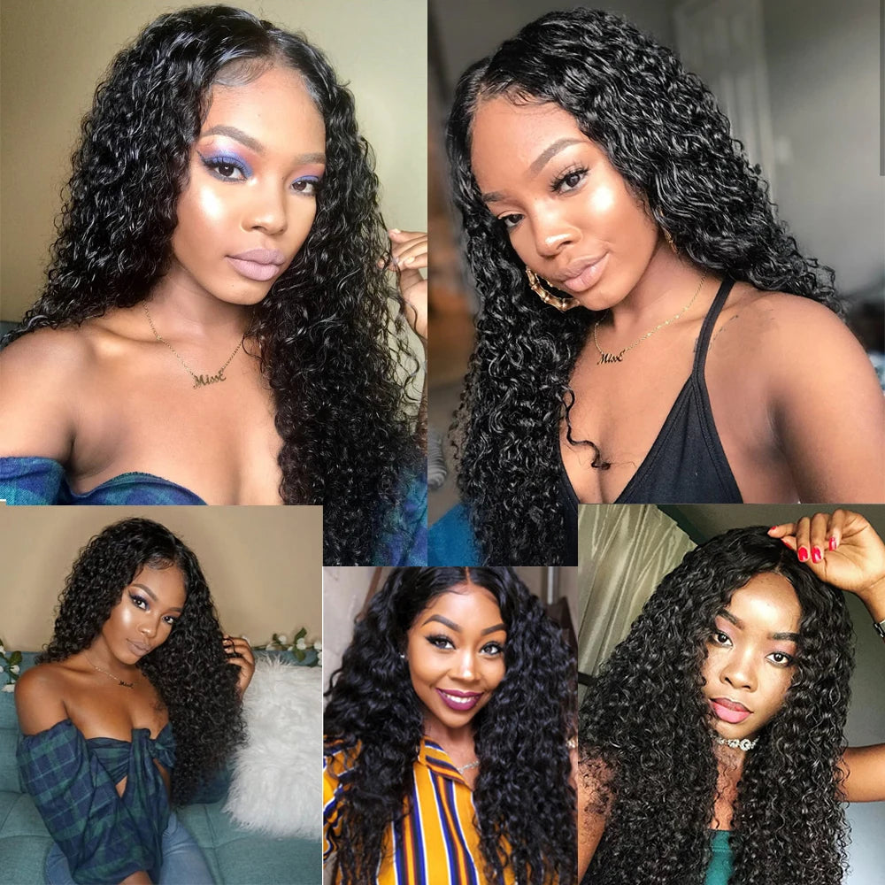 Kinky Curly Human Hair Wigs For Women Deep Wave Frontal Wig Water Wave Lace Front Wig 100% Brazilian Bleached Wigs On Promotion