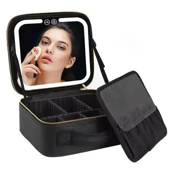 Travel Makeup Bag with Full-Screen Mirror