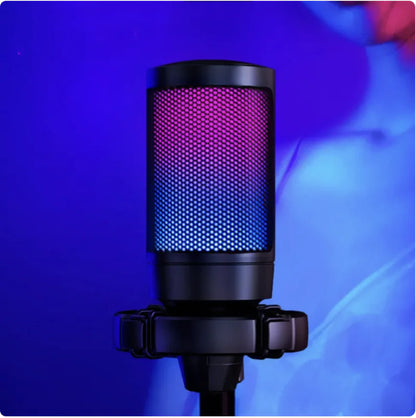 A6 RGB Desktop Microphone with LED Lights – Ideal for PC, Streaming, and Dubbing