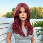 Element Synthetic Fiber Wigs for Women Long Straight Wavy Brown Blonde Wig with Bangs Heat Resistant Fashion Natural Daily Party