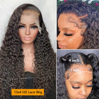 Kinky Curly Human Hair Wigs For Women Deep Wave Frontal Wig Water Wave Lace Front Wig 100% Brazilian Bleached Wigs On Promotion