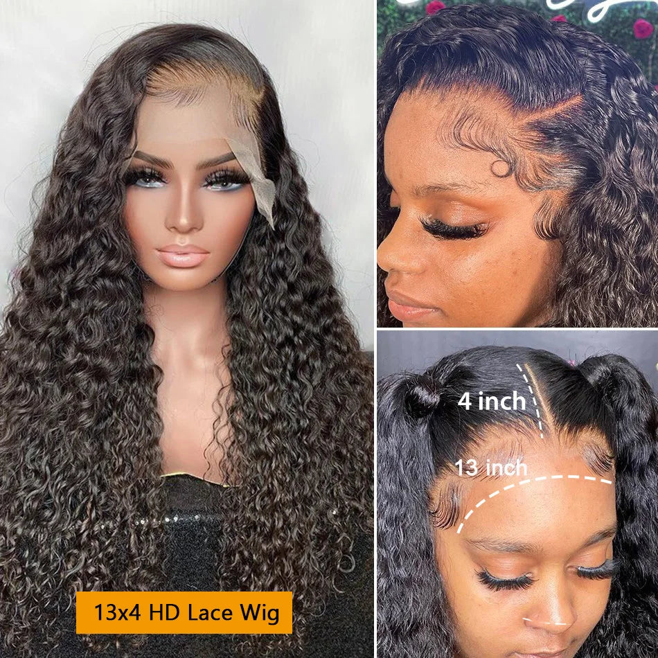 Kinky Curly Human Hair Wigs For Women Deep Wave Frontal Wig Water Wave Lace Front Wig 100% Brazilian Bleached Wigs On Promotion