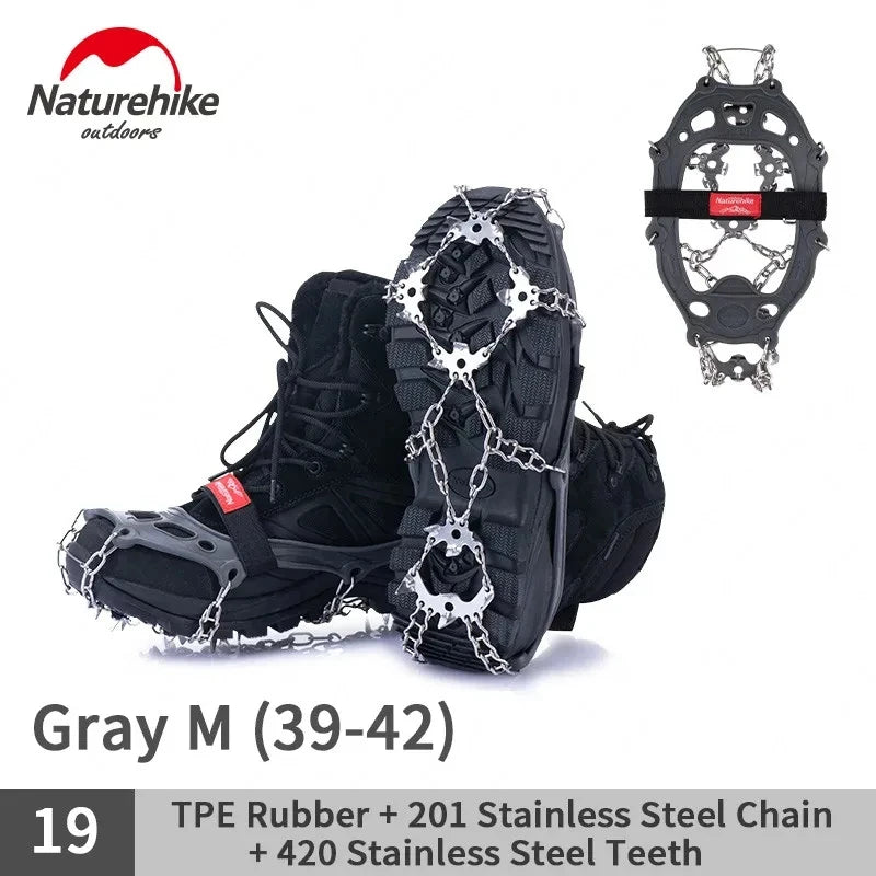Naturehike Hiking Crampons Snow Ice Microspikes Outdoor Winter Walking Climbing Shoe Chain Claw Boot Grip Spikes Anti-slip 13/19
