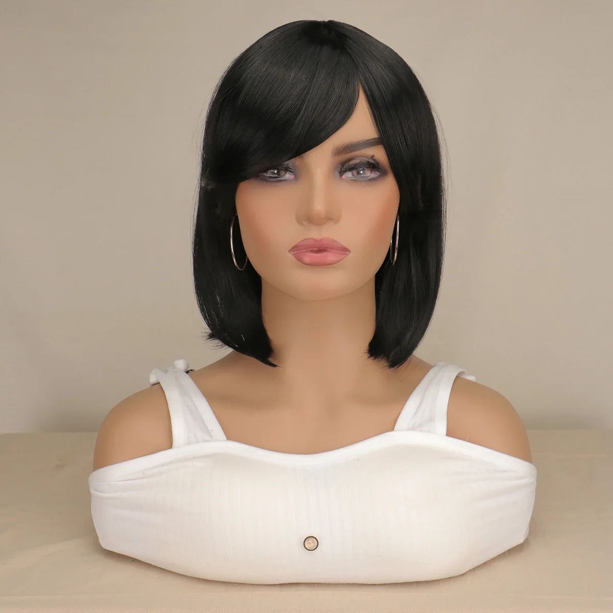 Short Bob Striaight Women Girls Wigs Natrual Black Light Brown Dark Brown Heat Resistant Synthetic Hair Wigs