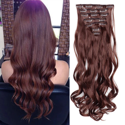 Clip In Hair Extensions 7 PCS Full Head 22 Inch Long Curly Wavy Synthetic Hair Pieces Natural Wavy For Women Girls Hair