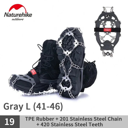 Naturehike Hiking Crampons Snow Ice Microspikes Outdoor Winter Walking Climbing Shoe Chain Claw Boot Grip Spikes Anti-slip 13/19