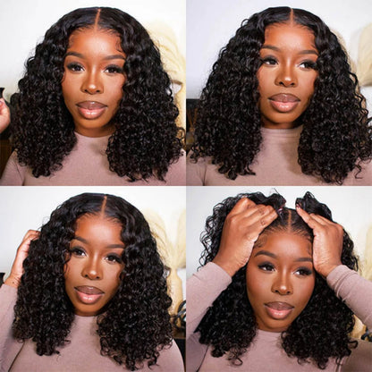 Wear And Go Deep Wave Wigs 100% Human Hair Ready To Go Glueless Wig Short Curly Bob Wet And Wavy 13x4 Water Wave Frontal Wigs