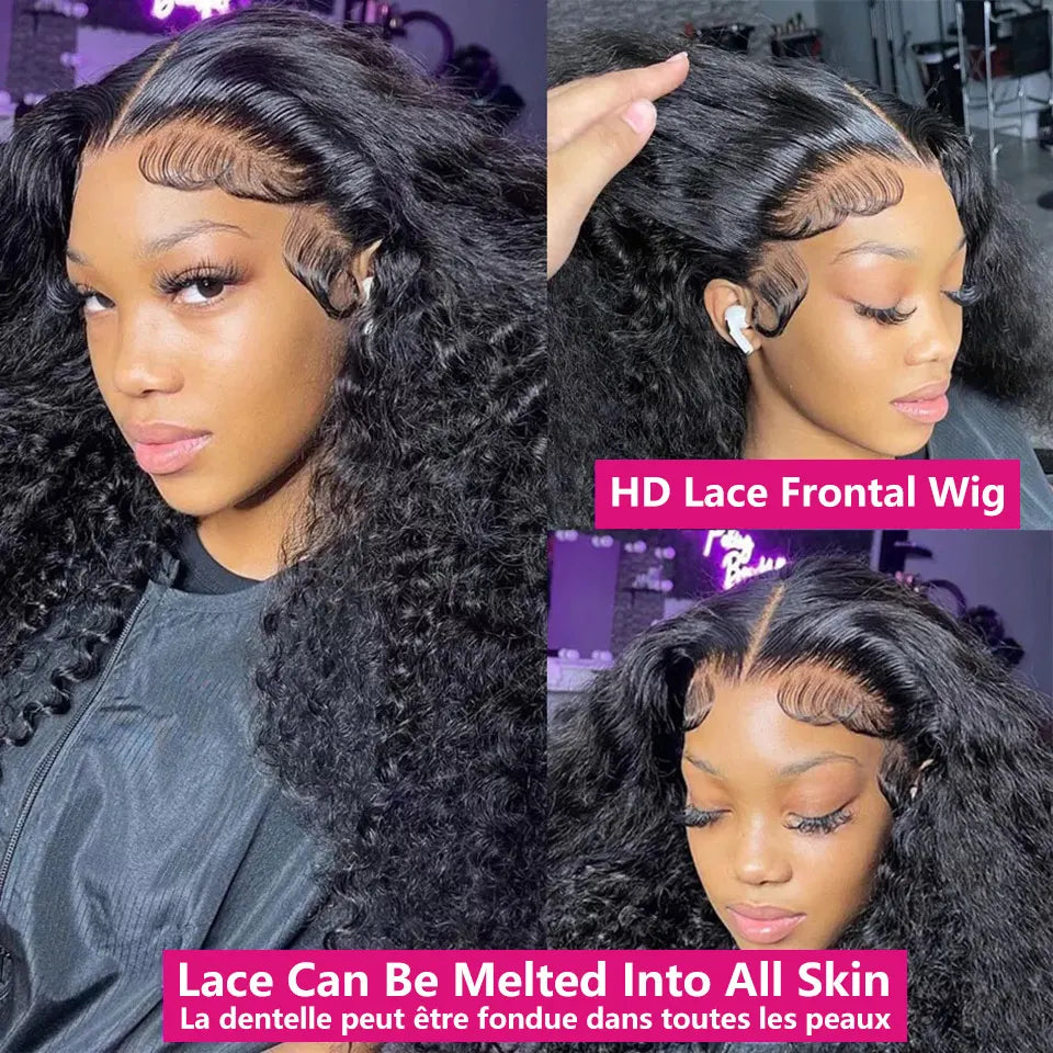 Kinky Curly Human Hair Wigs For Women Deep Wave Frontal Wig Water Wave Lace Front Wig 100% Brazilian Bleached Wigs On Promotion