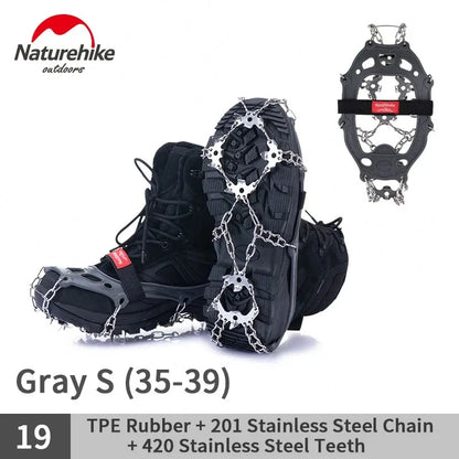 Naturehike Hiking Crampons Snow Ice Microspikes Outdoor Winter Walking Climbing Shoe Chain Claw Boot Grip Spikes Anti-slip 13/19