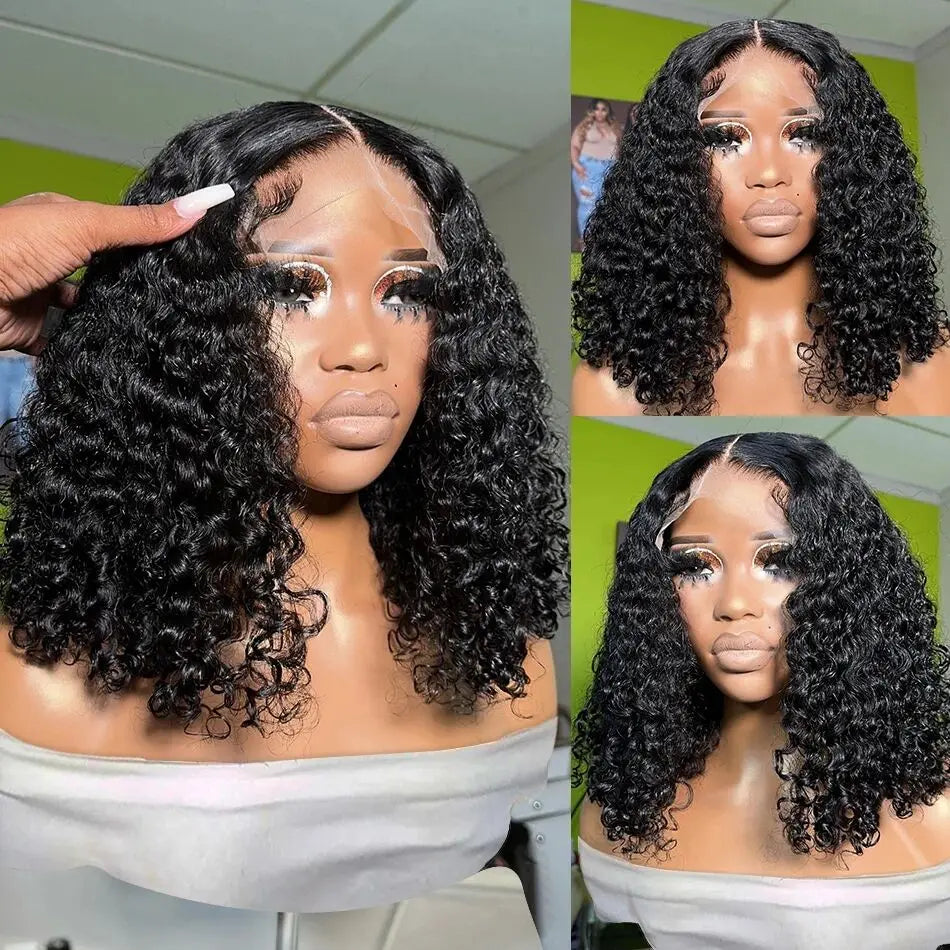 Wear And Go Deep Wave Wigs 100% Human Hair Ready To Go Glueless Wig Short Curly Bob Wet And Wavy 13x4 Water Wave Frontal Wigs