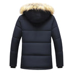 Windproof Fleece Thick Jacket Coat Men Fashion Hooded Fur Collar