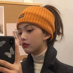 Women Headband Solid Color Wide Cotton Turban